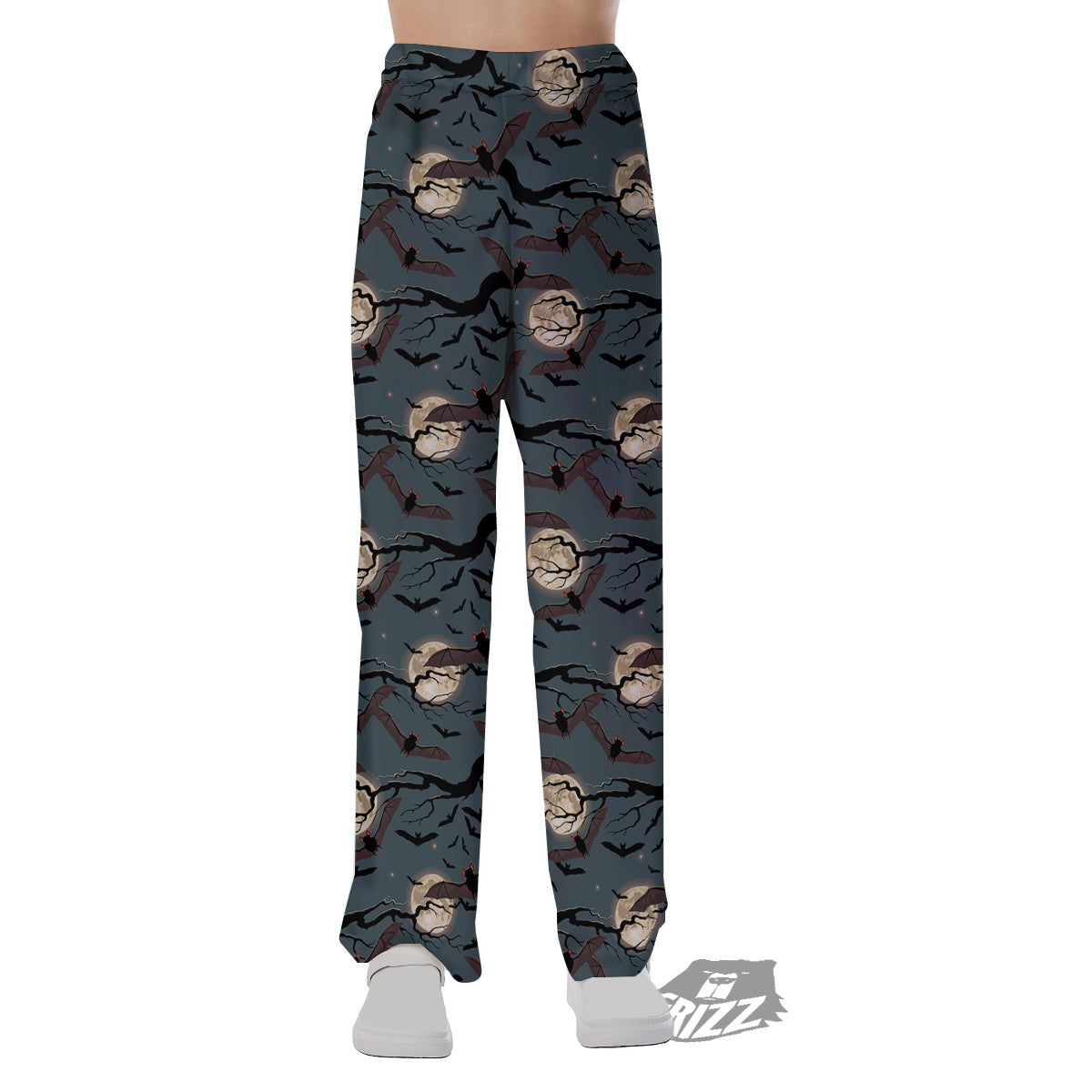 Flying Bat In The Moonlight Print Pattern Pajama Pants-grizzshop