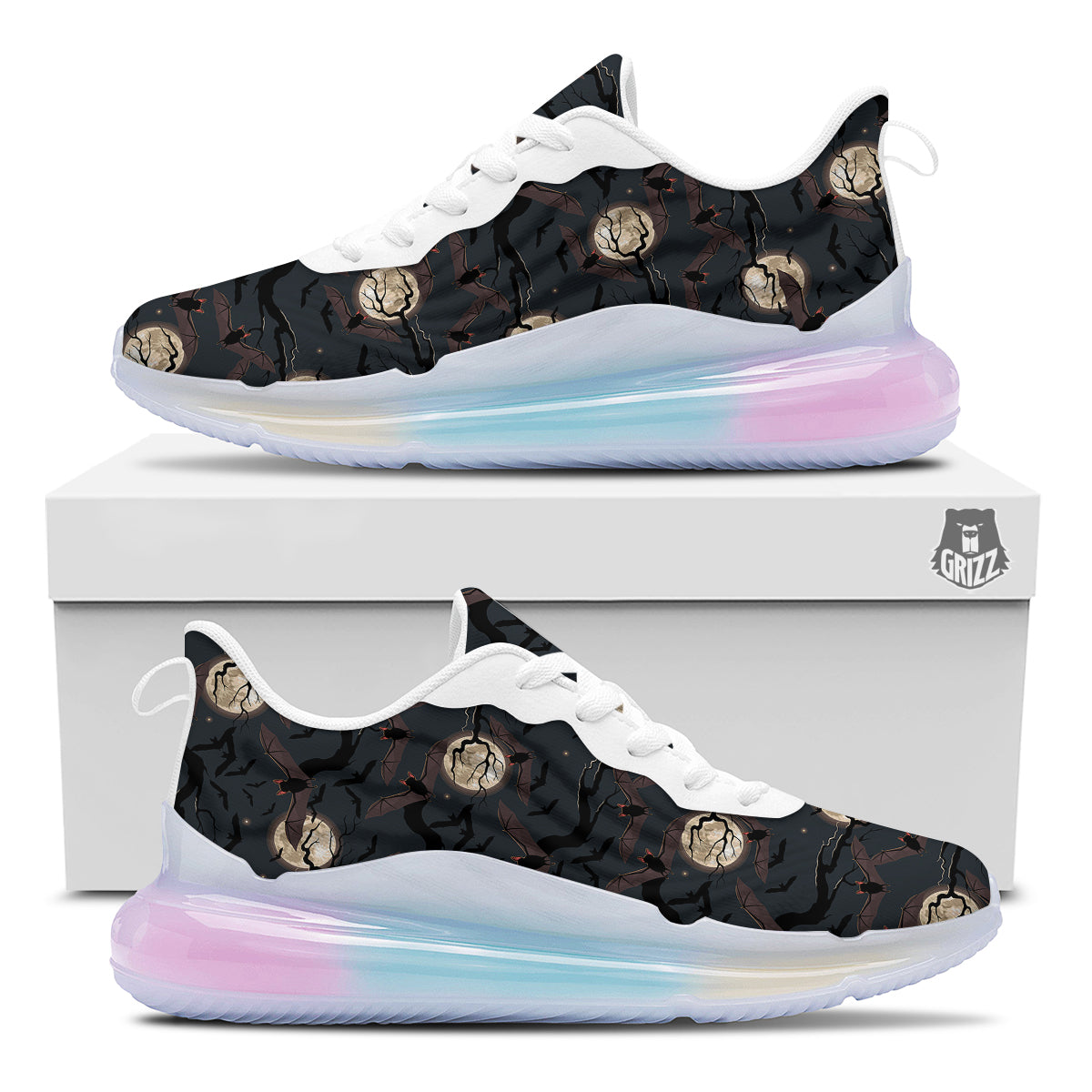 Flying Bat In The Moonlight Print Pattern Running Sneakers-grizzshop