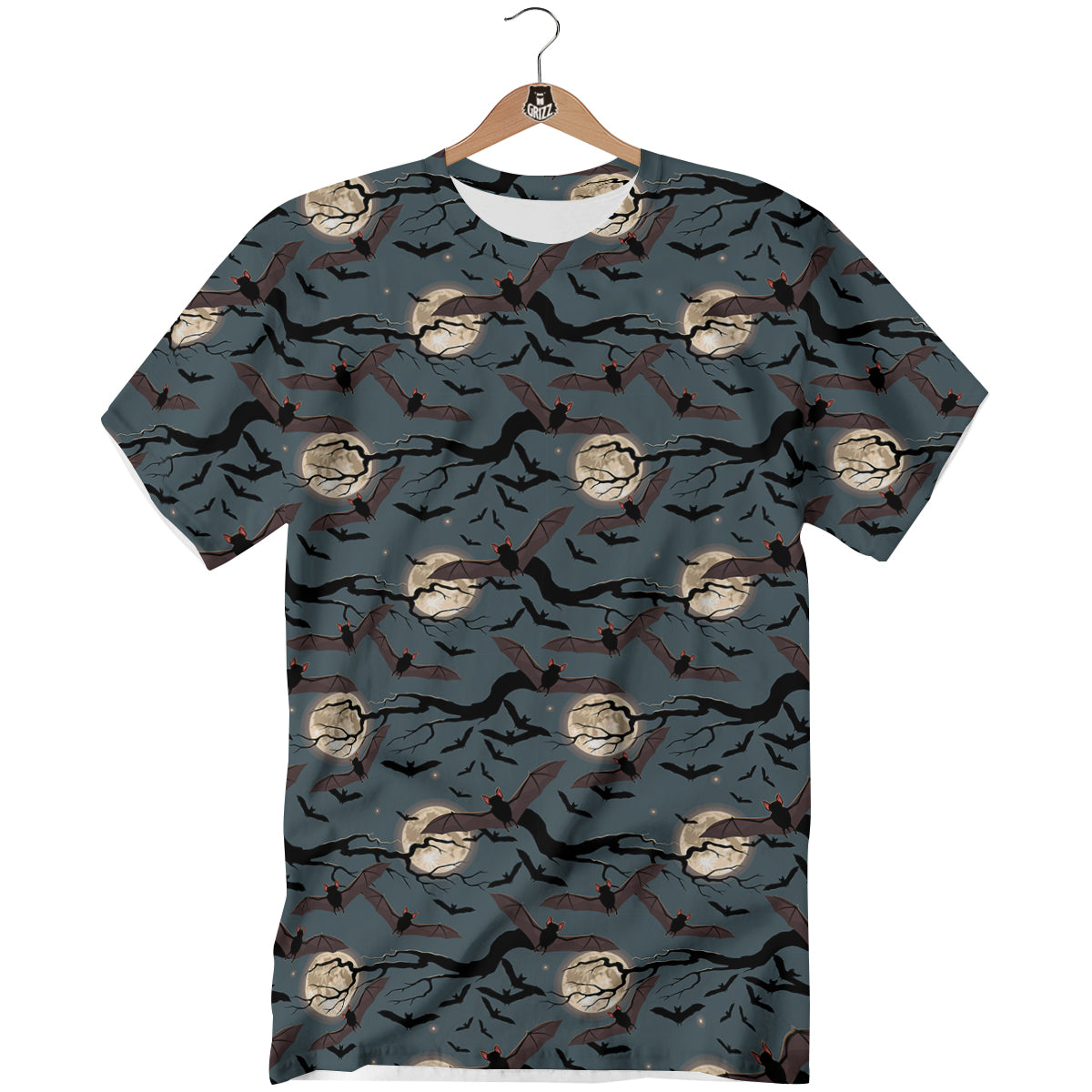 Flying Bat In The Moonlight Print Pattern T-Shirt-grizzshop