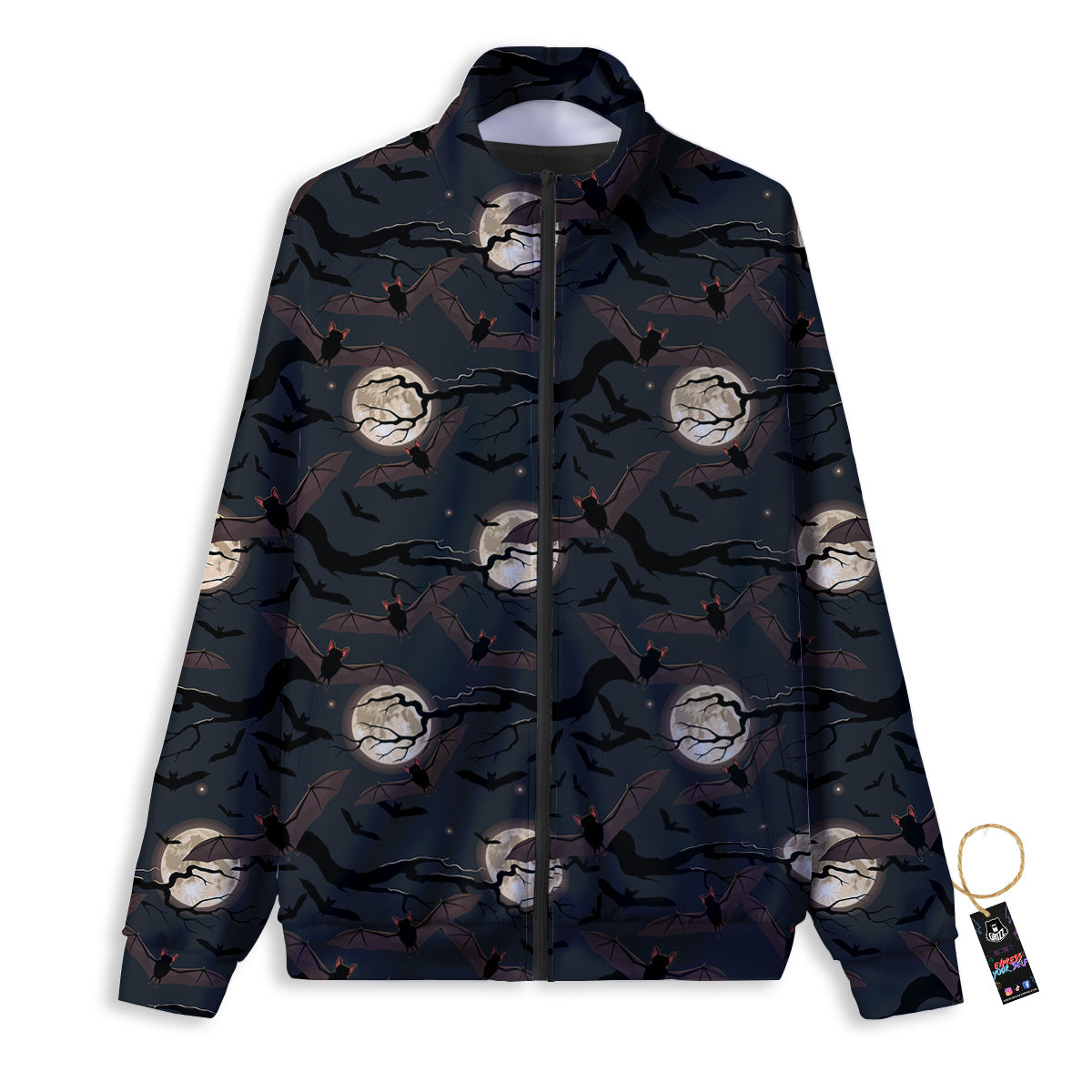 Flying Bat In The Moonlight Print Pattern Track Jacket-grizzshop