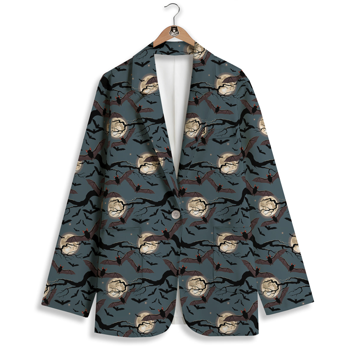 Flying Bat In The Moonlight Print Pattern Women's Blazer-grizzshop