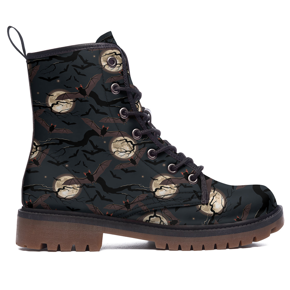 Flying Bat In The Moonlight Print Pattern Work Boots-grizzshop
