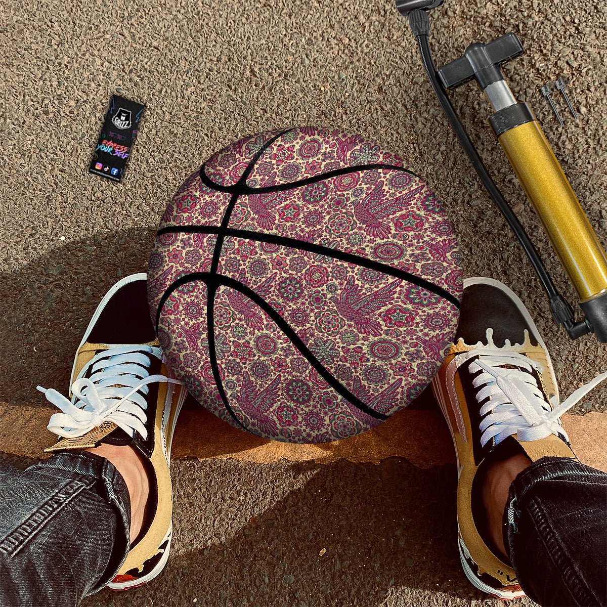 Flying Bird Mandala Print Pattern Basketball-grizzshop