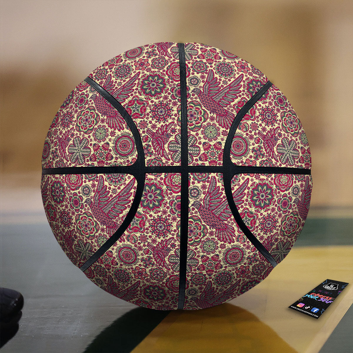 Flying Bird Mandala Print Pattern Basketball-grizzshop