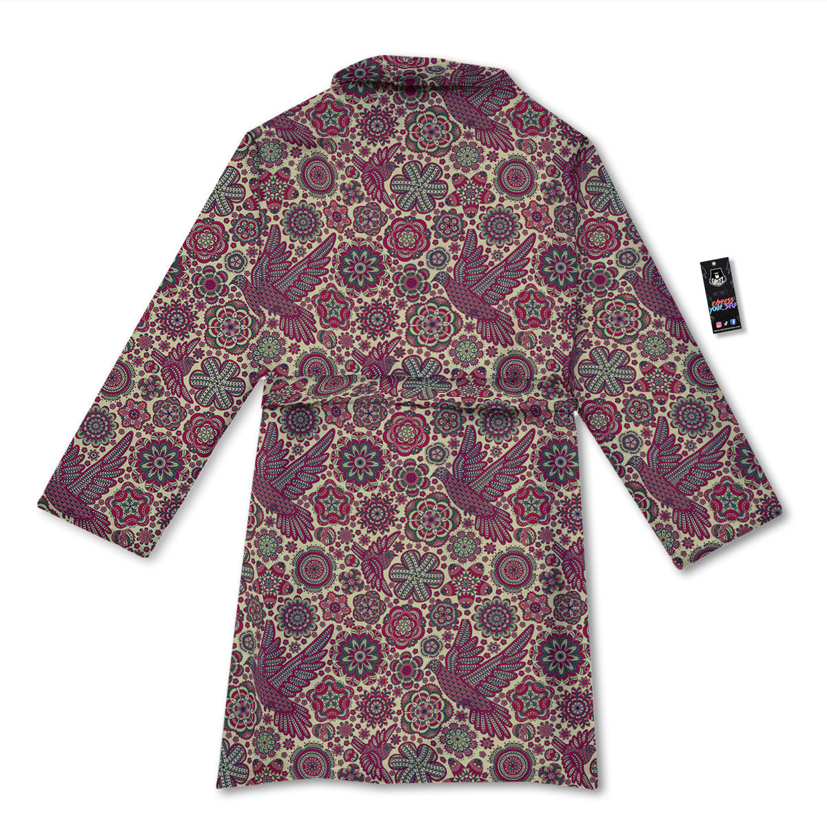 Flying Bird Mandala Print Pattern Bathrobe-grizzshop