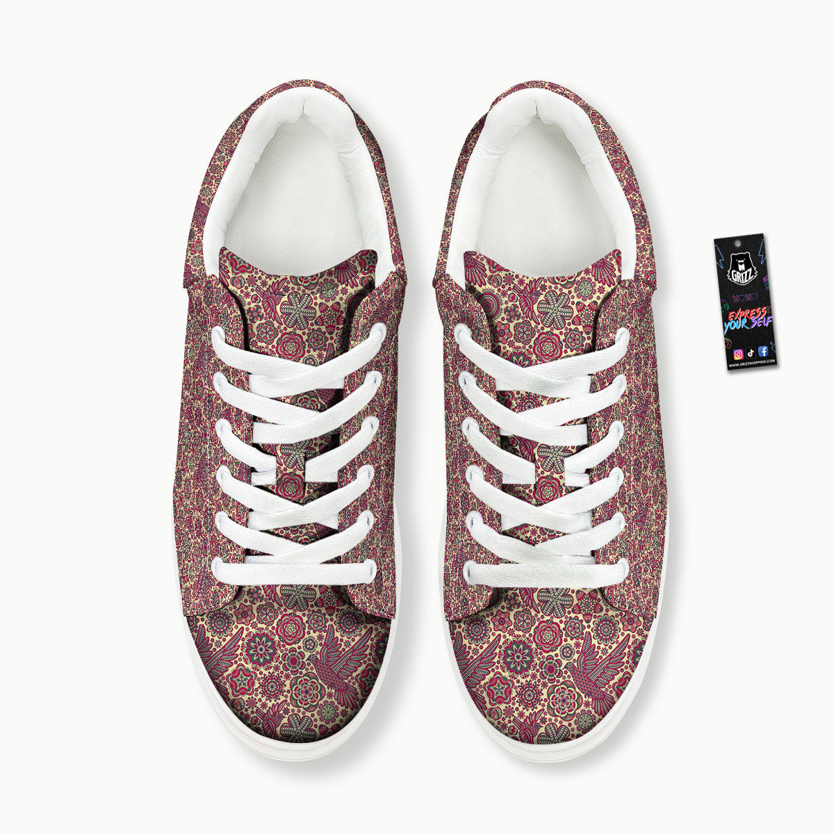 Flying Bird Mandala Print Pattern Platform Shoes-grizzshop