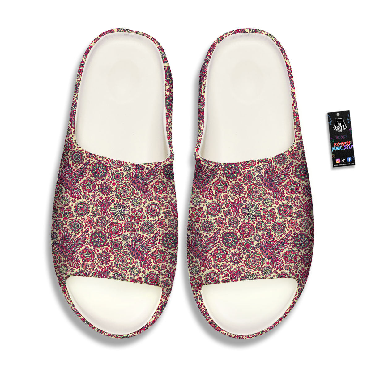 Flying Bird Mandala Print Pattern Sandals-grizzshop