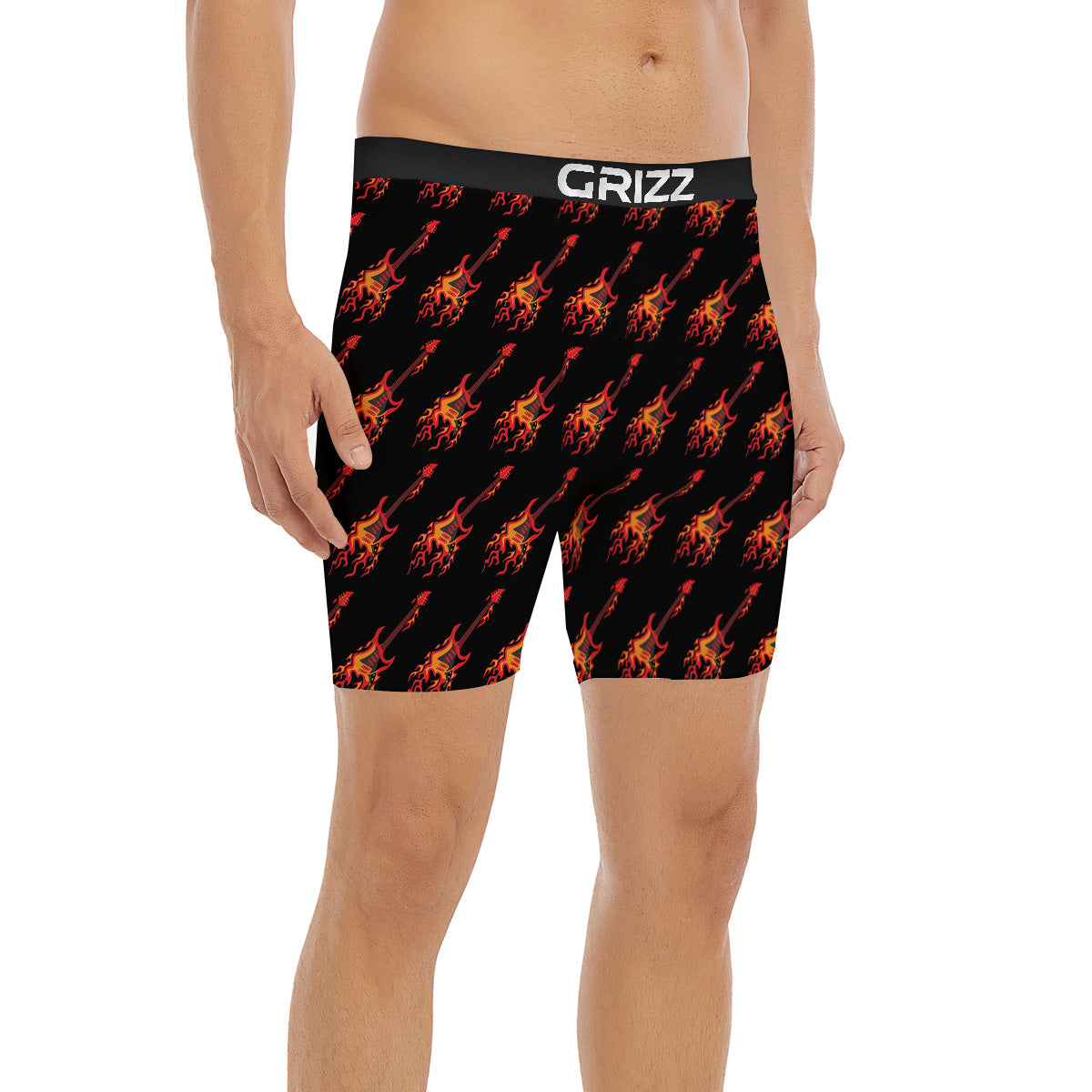 Flying Burning Guitars Print Pattern Boxer Briefs-grizzshop