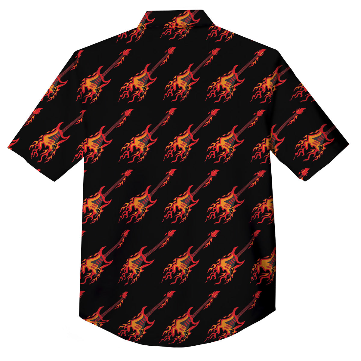 Flying Burning Guitars Print Pattern Button Up Shirt-grizzshop