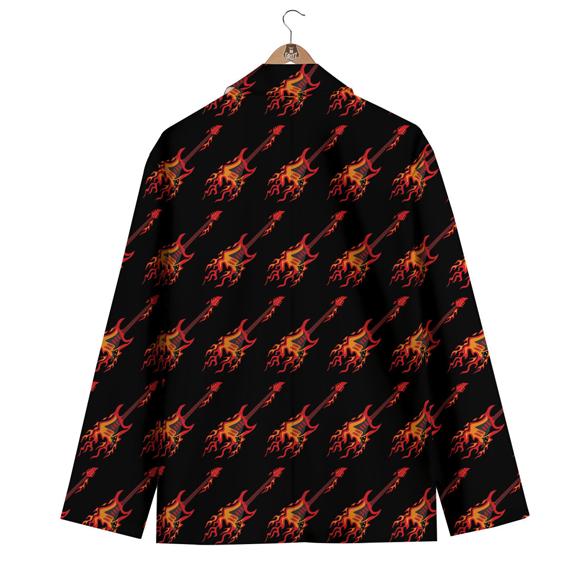 Flying Burning Guitars Print Pattern Men's Blazer-grizzshop