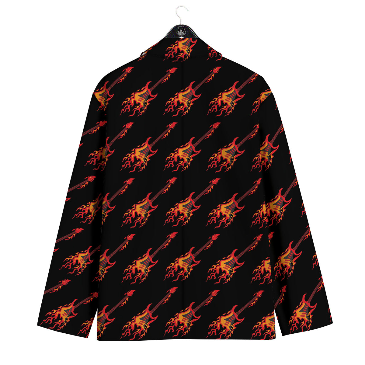 Flying Burning Guitars Print Pattern Men's Sport Coat-grizzshop
