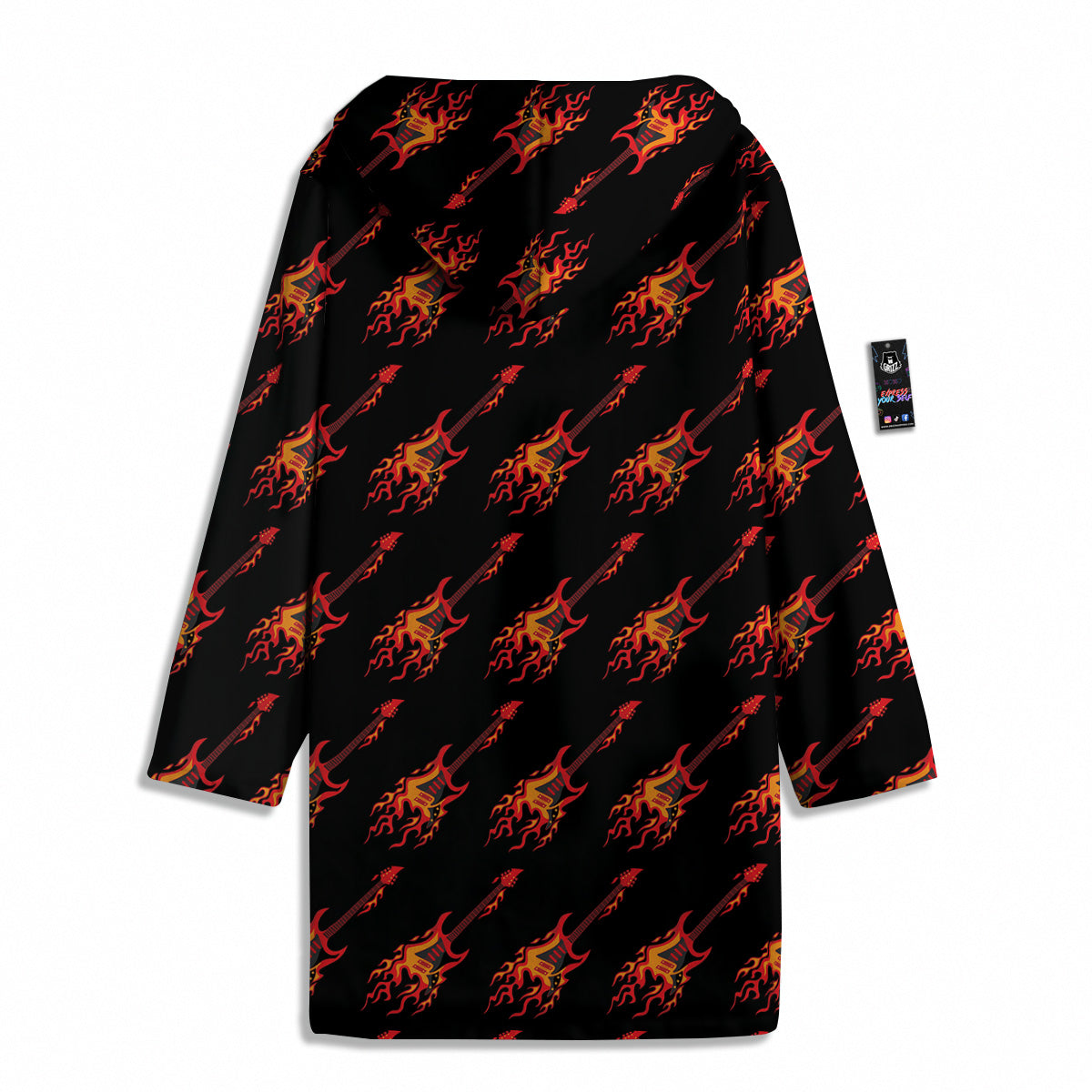 Flying Burning Guitars Print Pattern Men's Windbreaker Jacket-grizzshop