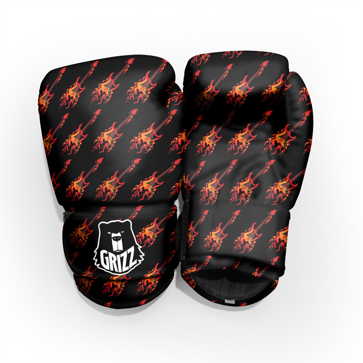 Flying Burning Guitars Print Pattern Pro Boxing Glove