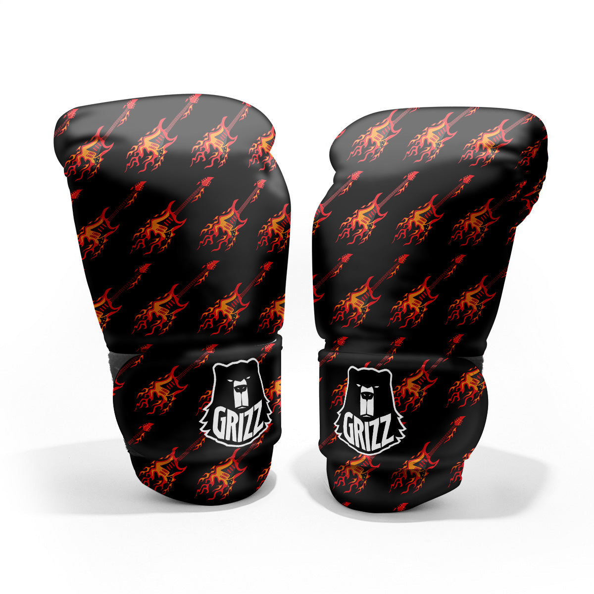 Flying Burning Guitars Print Pattern Pro Boxing Glove
