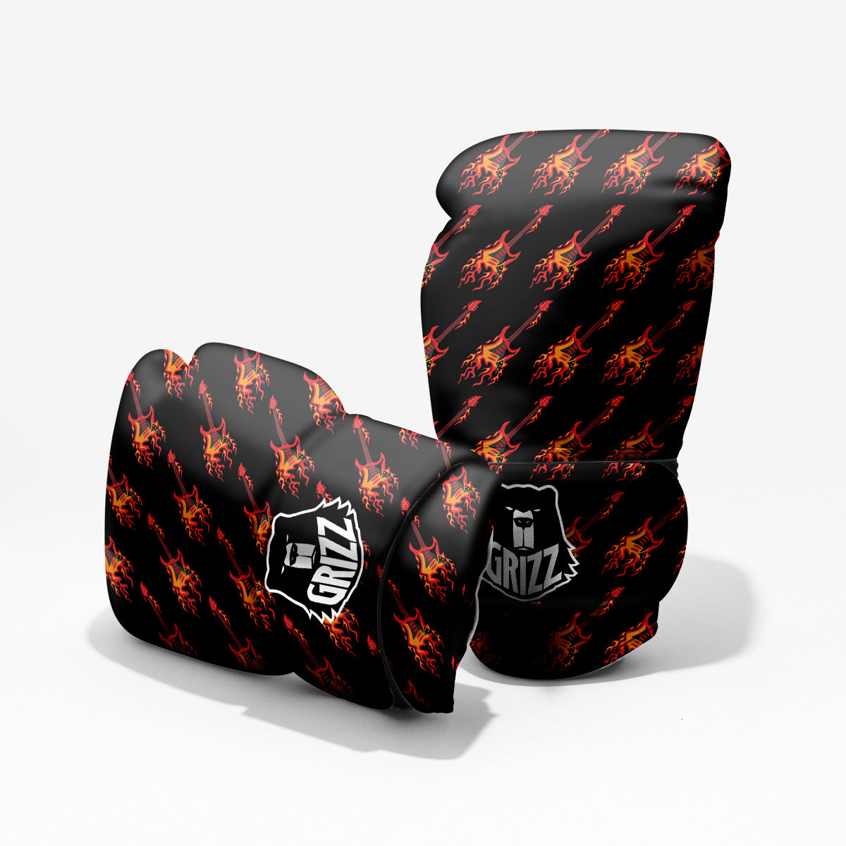 Flying Burning Guitars Print Pattern Pro Boxing Glove