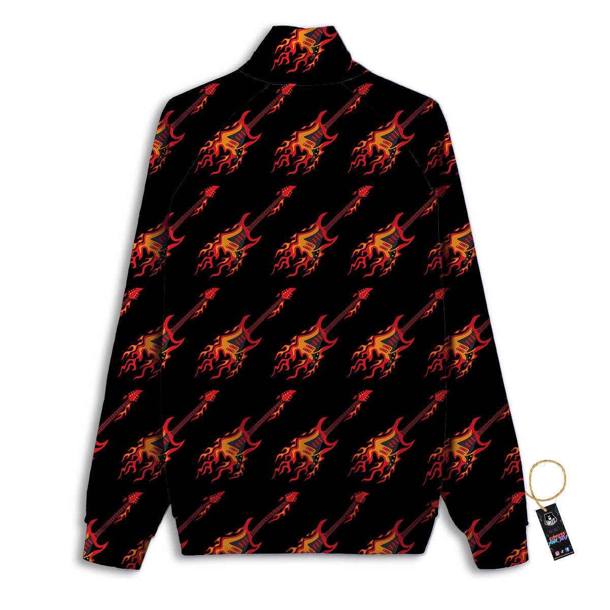 Flying Burning Guitars Print Pattern Track Jacket-grizzshop
