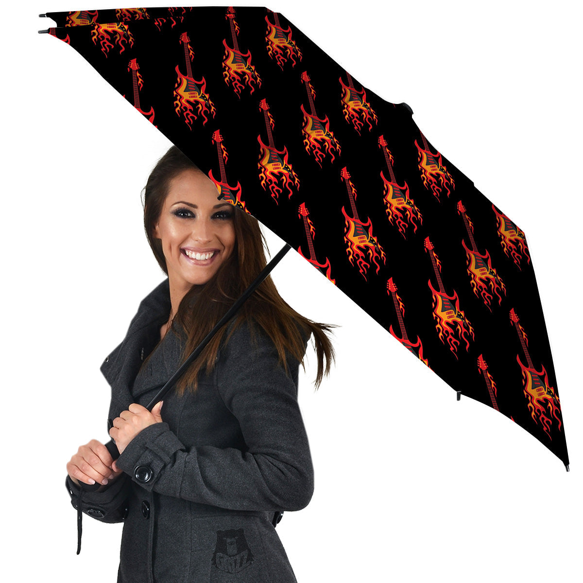 Flying Burning Guitars Print Pattern Umbrella-grizzshop
