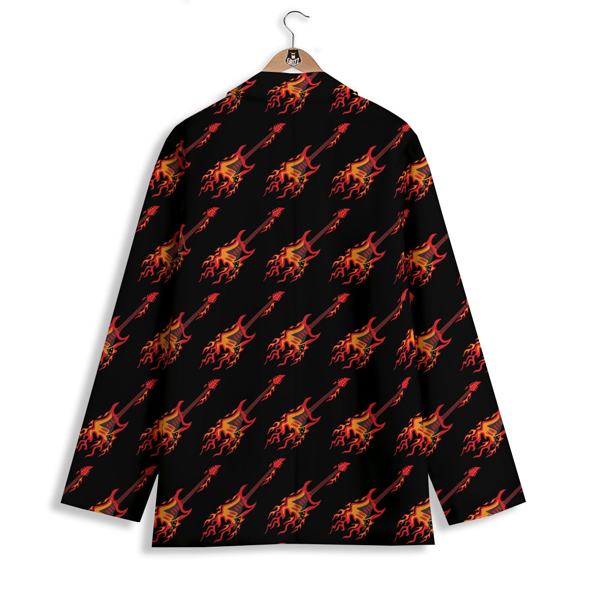 Flying Burning Guitars Print Pattern Women's Blazer-grizzshop