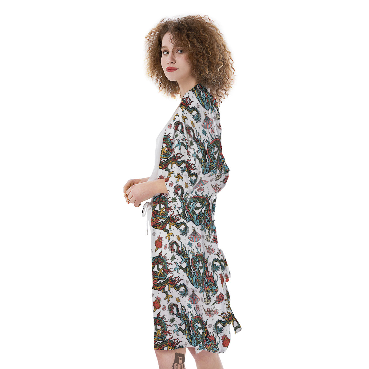 Flying Chinese Dragons Tattoo Print Pattern Kimono-grizzshop