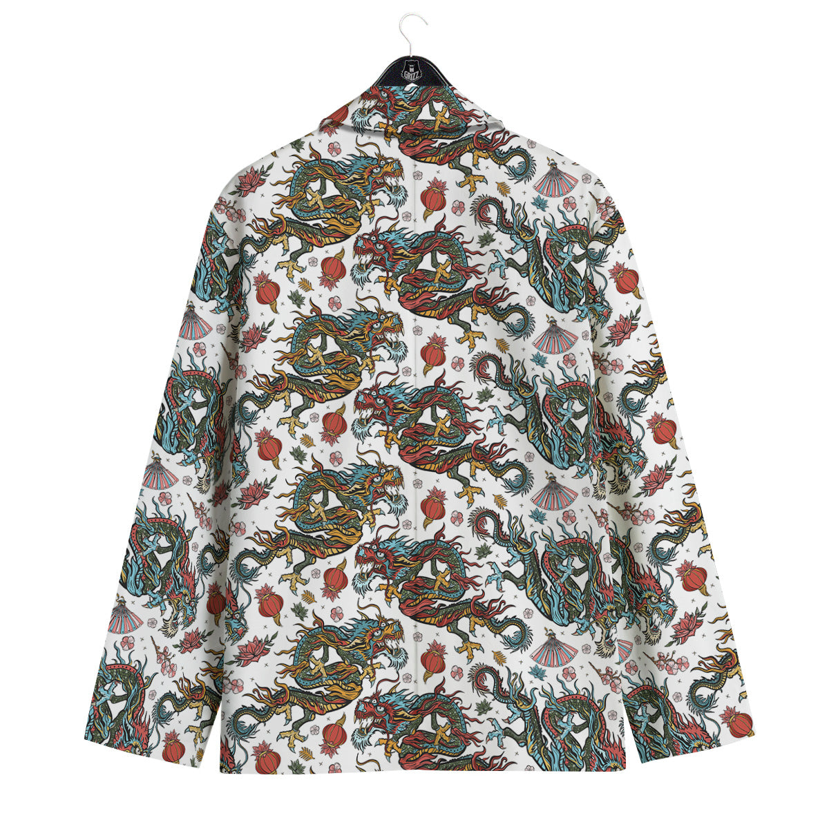 Flying Chinese Dragons Tattoo Print Pattern Men's Sport Coat-grizzshop