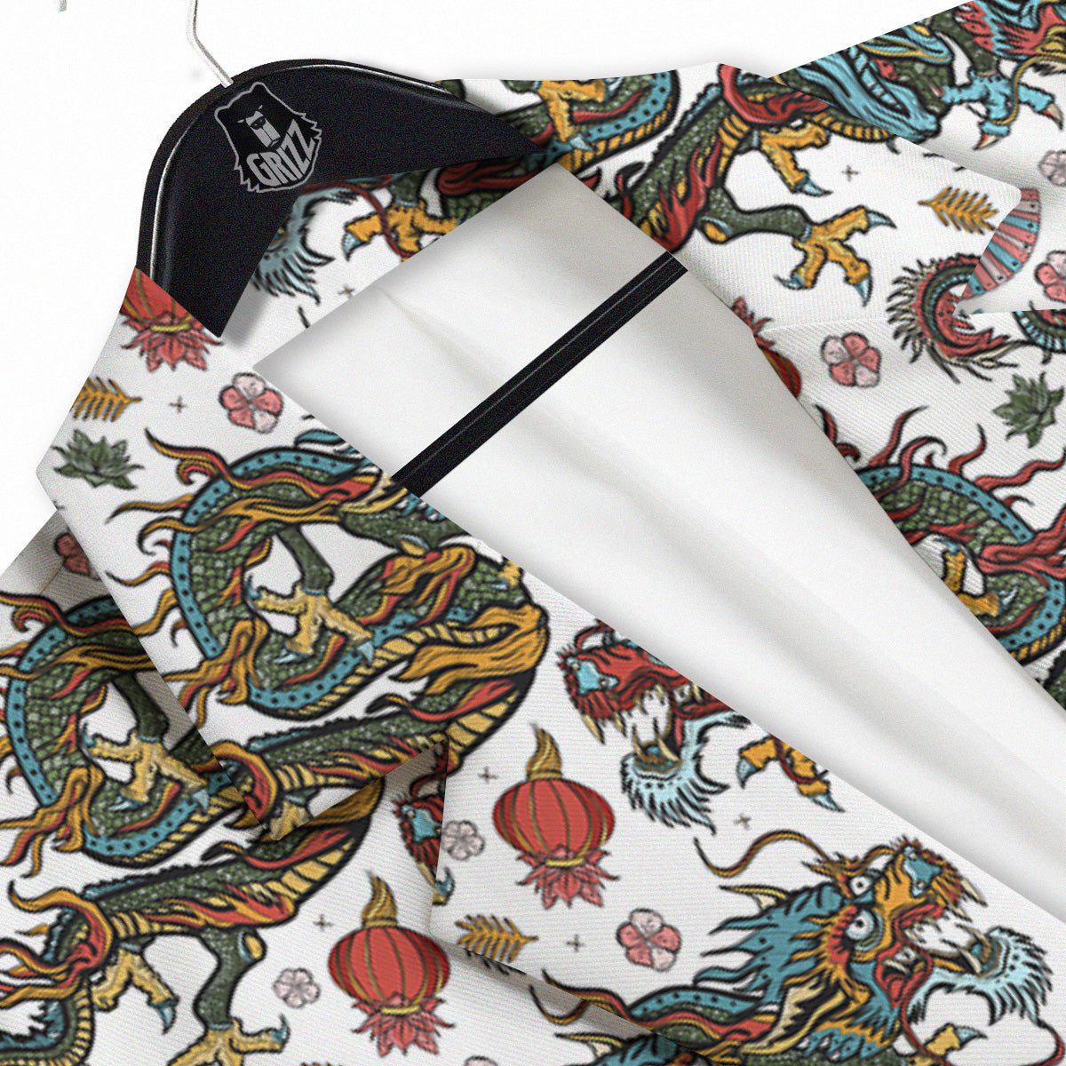 Flying Chinese Dragons Tattoo Print Pattern Men's Sport Coat-grizzshop