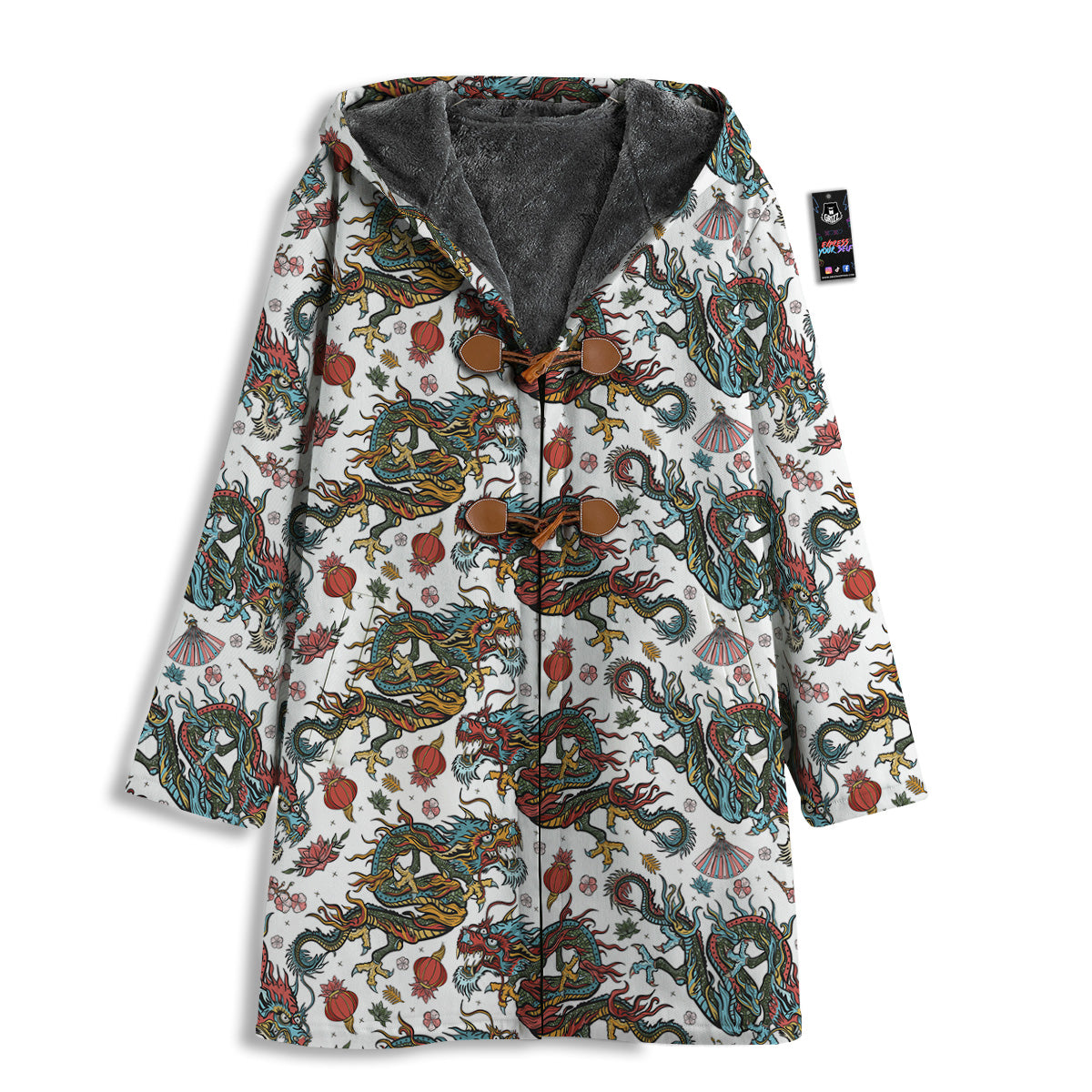 Flying Chinese Dragons Tattoo Print Pattern Men's Windbreaker Jacket-grizzshop