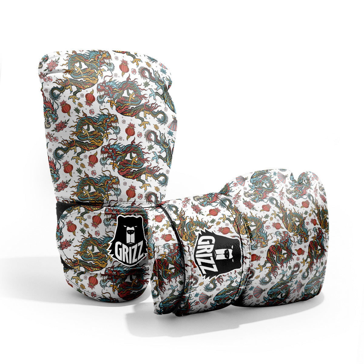Flying Chinese Dragons Tattoo Print Pattern Pro Boxing Glove