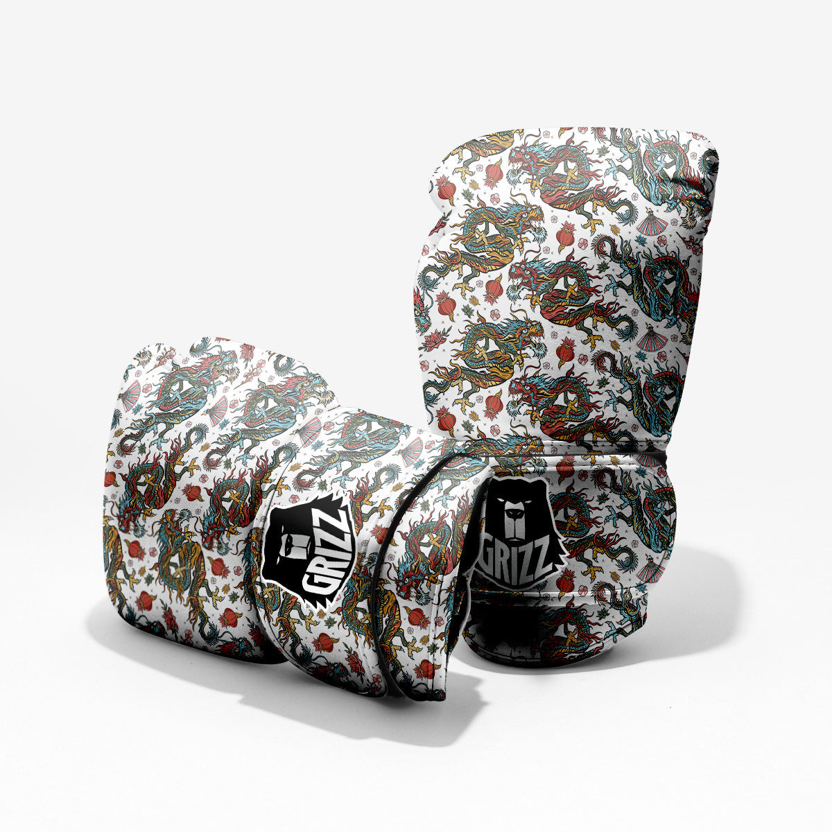 Flying Chinese Dragons Tattoo Print Pattern Pro Boxing Glove