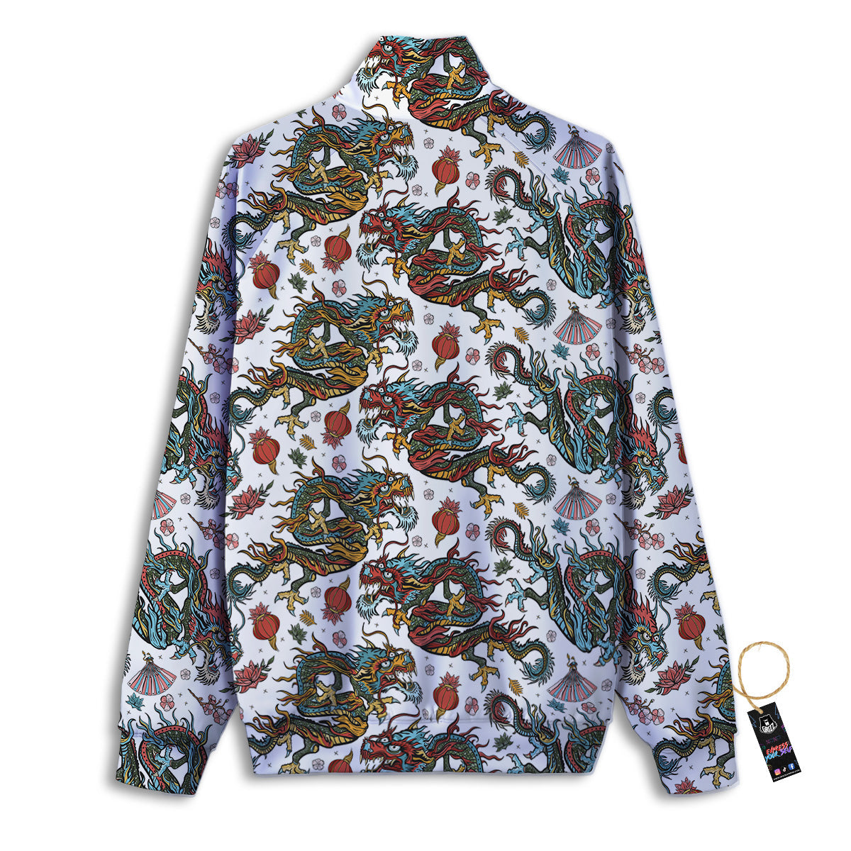 Flying Chinese Dragons Tattoo Print Pattern Track Jacket-grizzshop