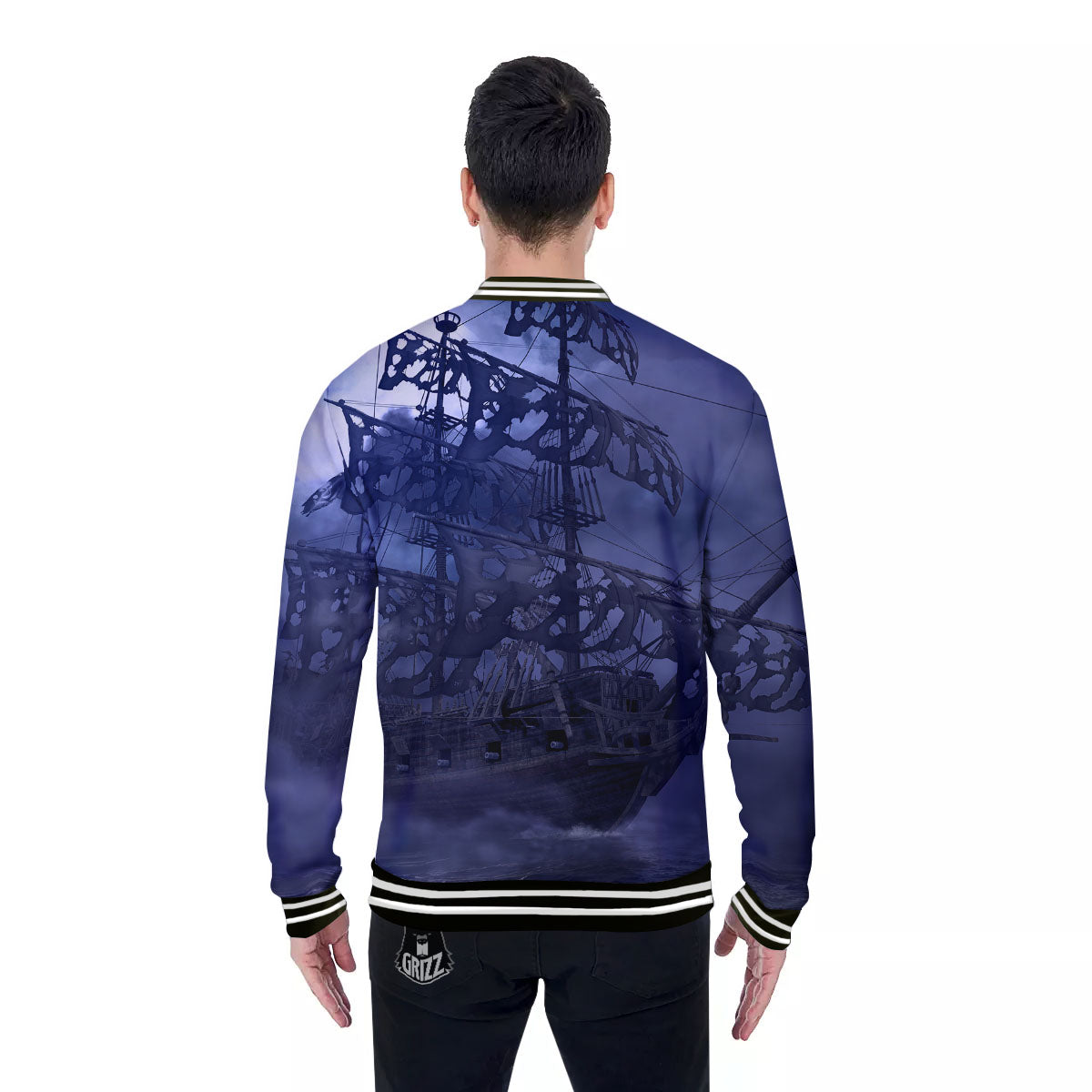 Flying Dutchman Ghost Pirate Ship Print Baseball Jacket-grizzshop