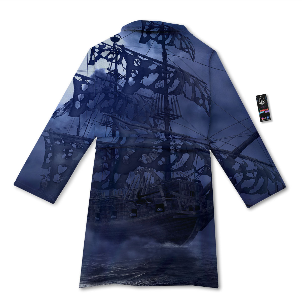Flying Dutchman Ghost Pirate Ship Print Bathrobe-grizzshop