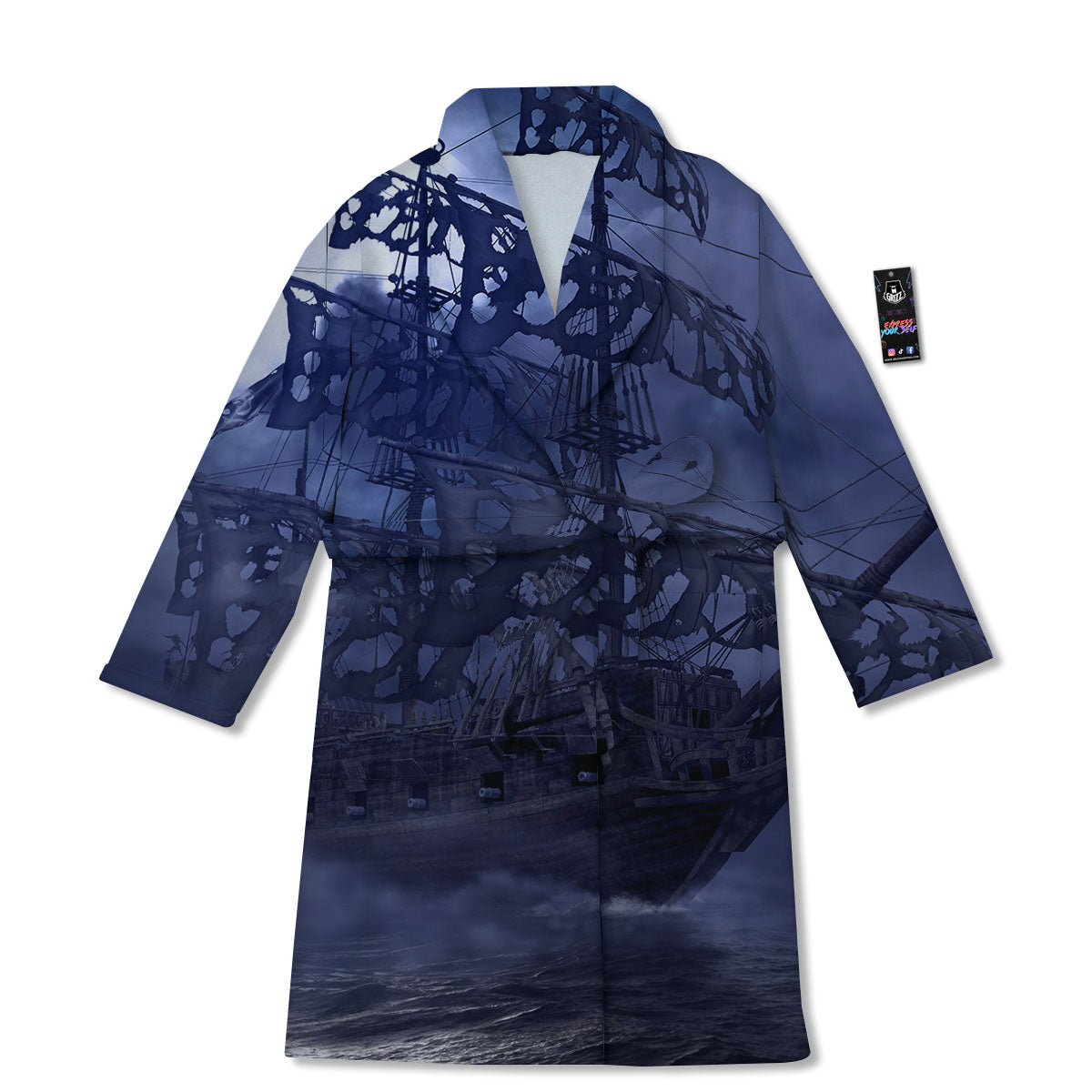 Flying Dutchman Ghost Pirate Ship Print Bathrobe-grizzshop