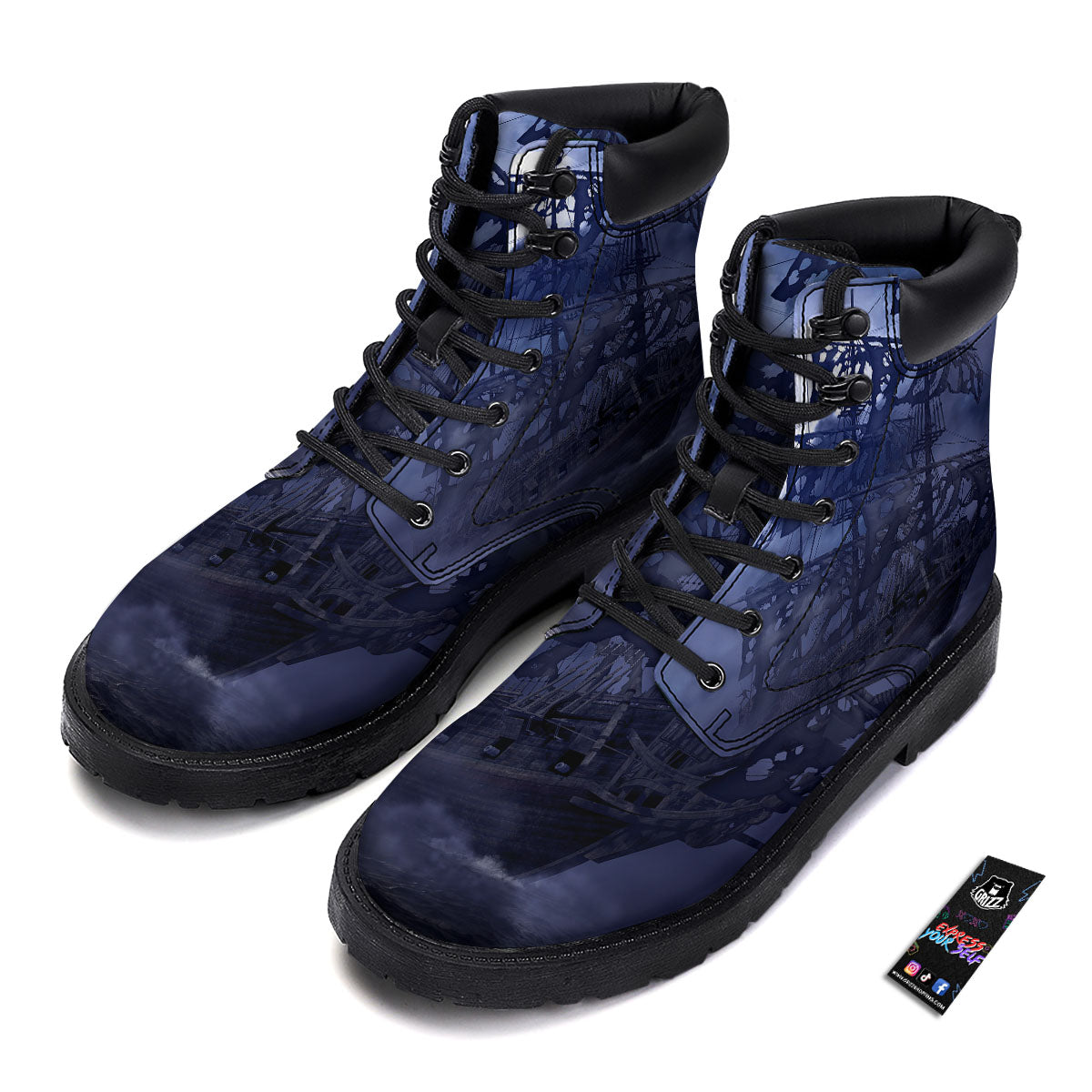 Flying Dutchman Ghost Pirate Ship Print Boots-grizzshop