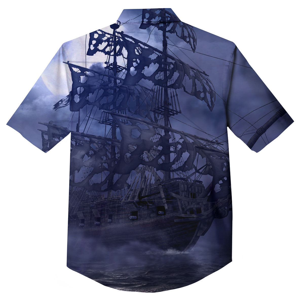Flying Dutchman Ghost Pirate Ship Print Button Up Shirt-grizzshop