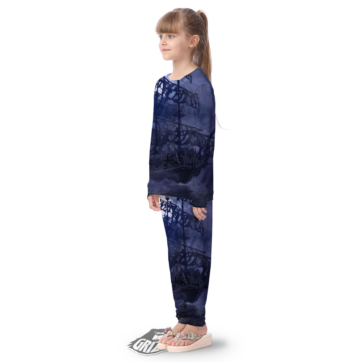 Flying Dutchman Ghost Pirate Ship Print Kid's Pajamas-grizzshop
