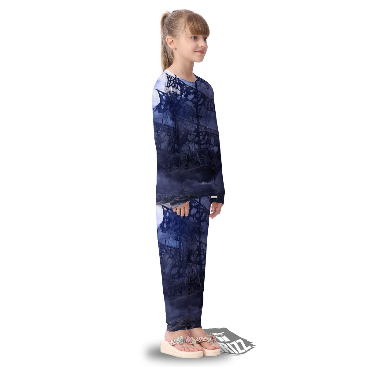 Flying Dutchman Ghost Pirate Ship Print Kid's Pajamas-grizzshop
