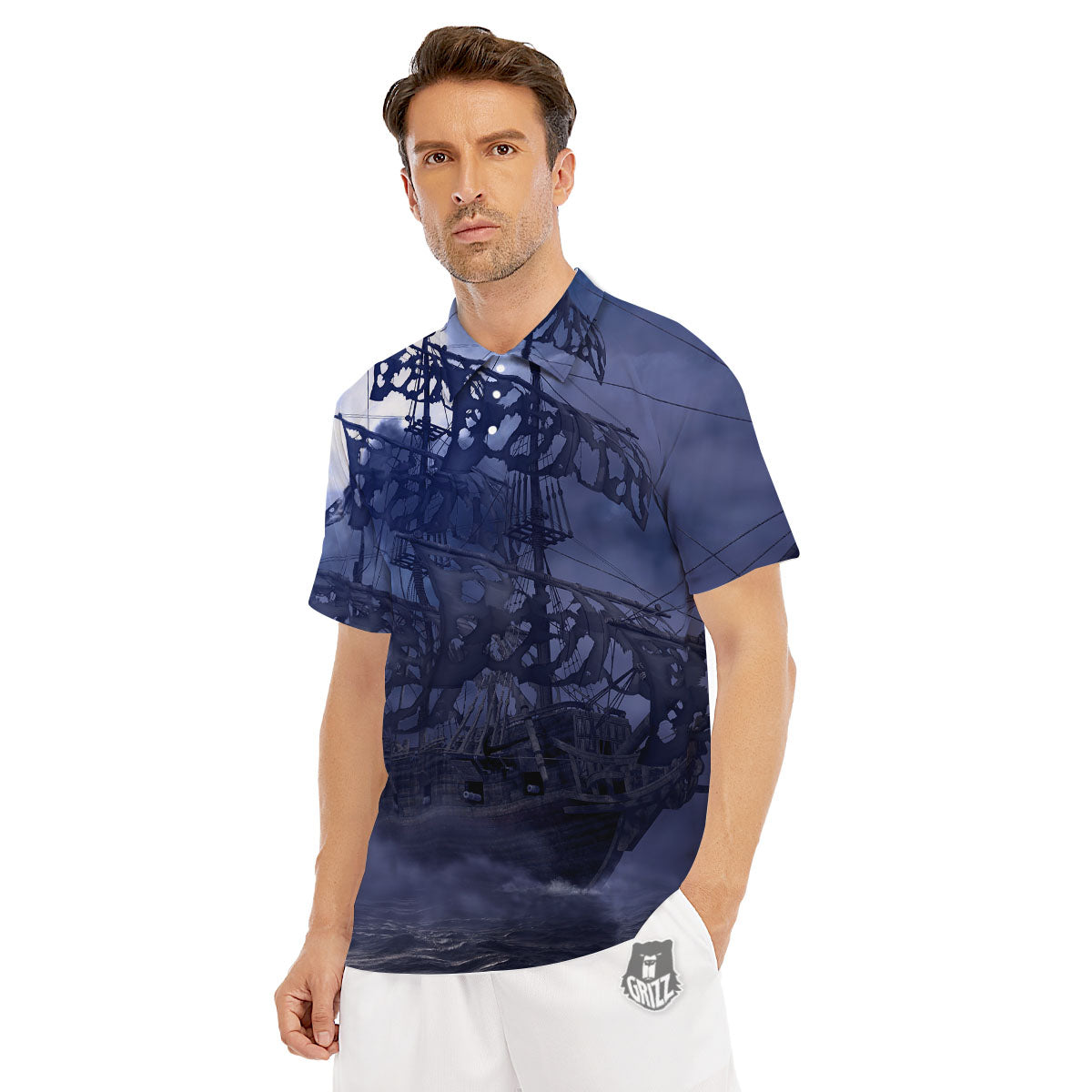 Flying Dutchman Ghost Pirate Ship Print Men's Golf Shirts-grizzshop