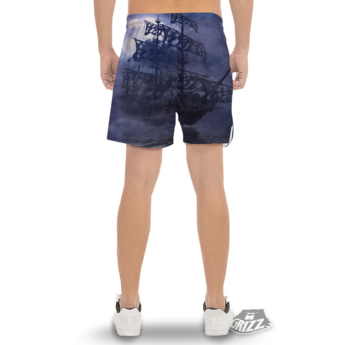 Flying Dutchman Ghost Pirate Ship Print Men's Gym Shorts-grizzshop