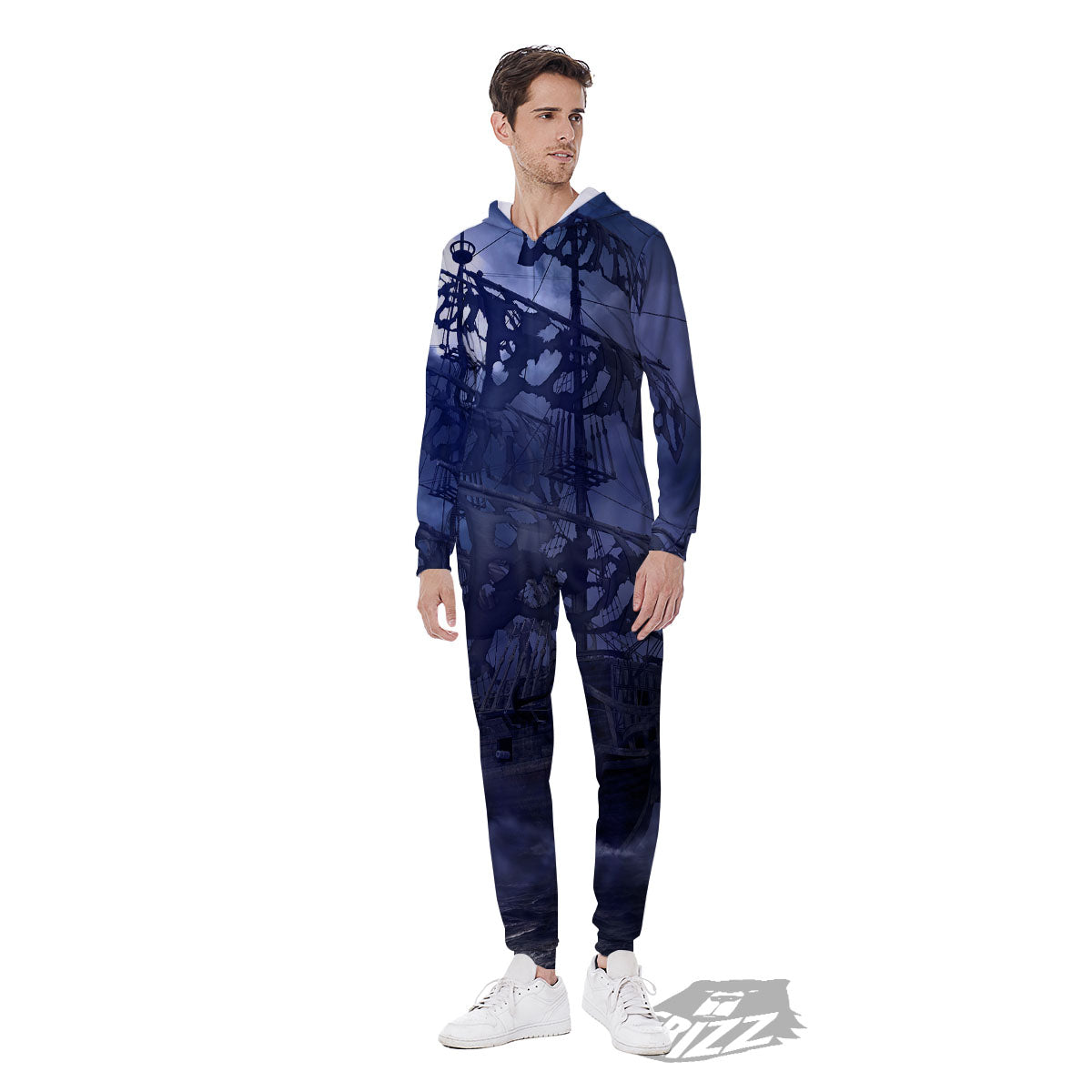 Flying Dutchman Ghost Pirate Ship Print Men's Jumpsuit-grizzshop