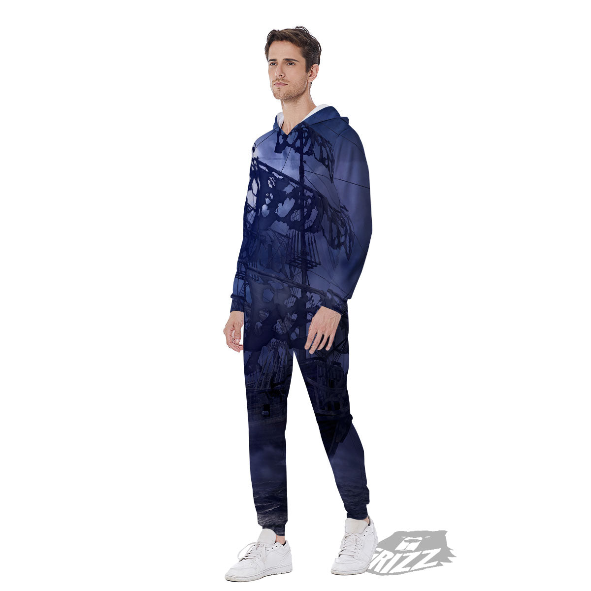 Flying Dutchman Ghost Pirate Ship Print Men's Jumpsuit-grizzshop