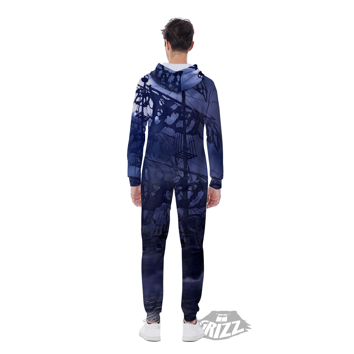 Flying Dutchman Ghost Pirate Ship Print Men's Jumpsuit-grizzshop