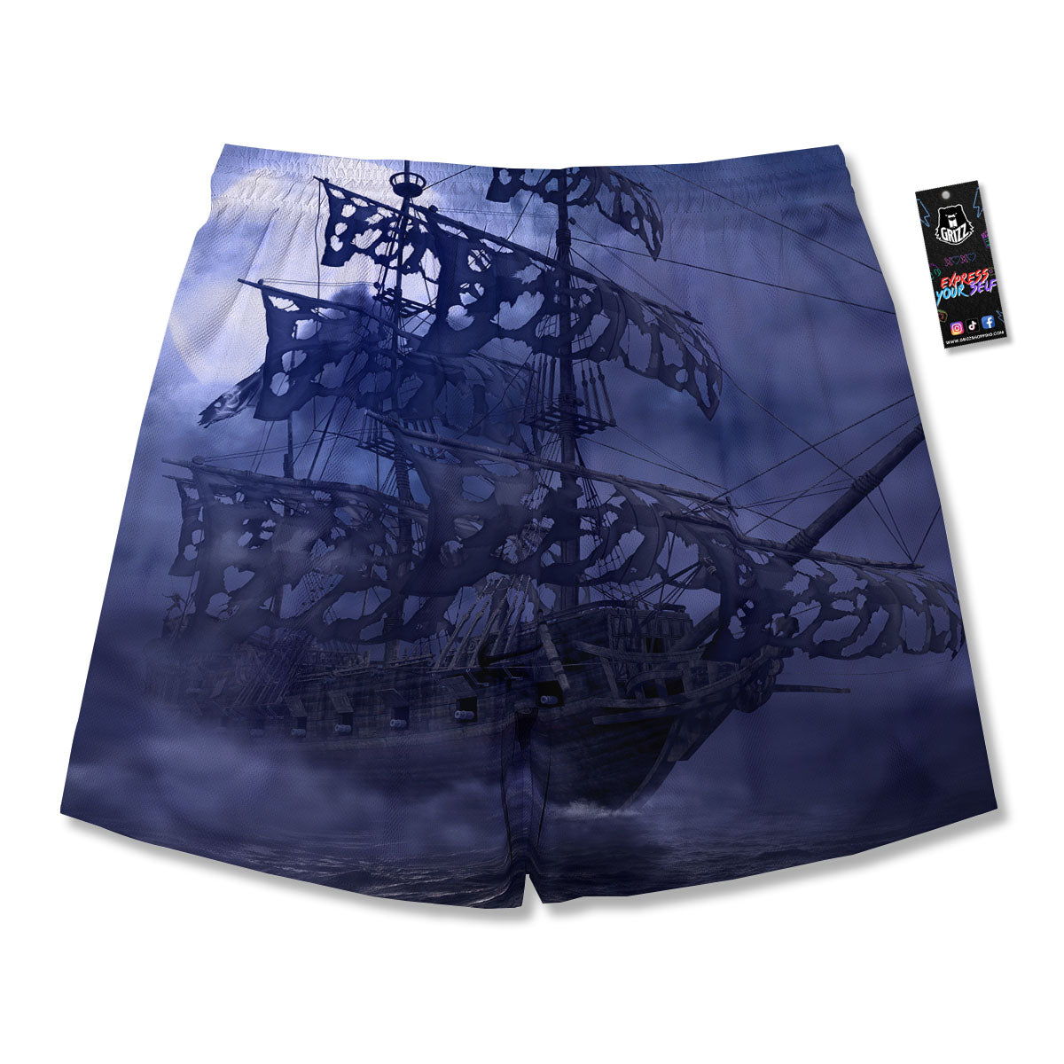 Flying Dutchman Ghost Pirate Ship Print Men's Running Shorts-grizzshop