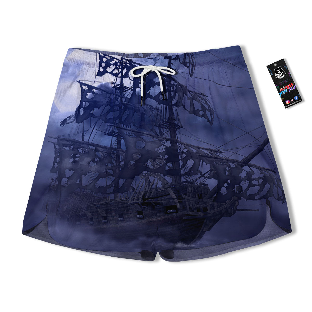 Flying Dutchman Ghost Pirate Ship Print Men's Running Shorts-grizzshop