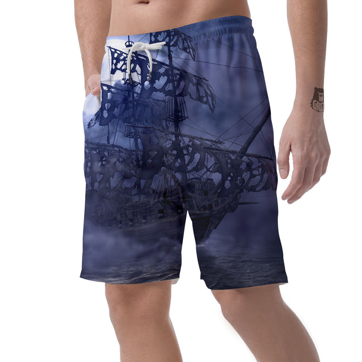 Flying Dutchman Ghost Pirate Ship Print Men's Shorts-grizzshop