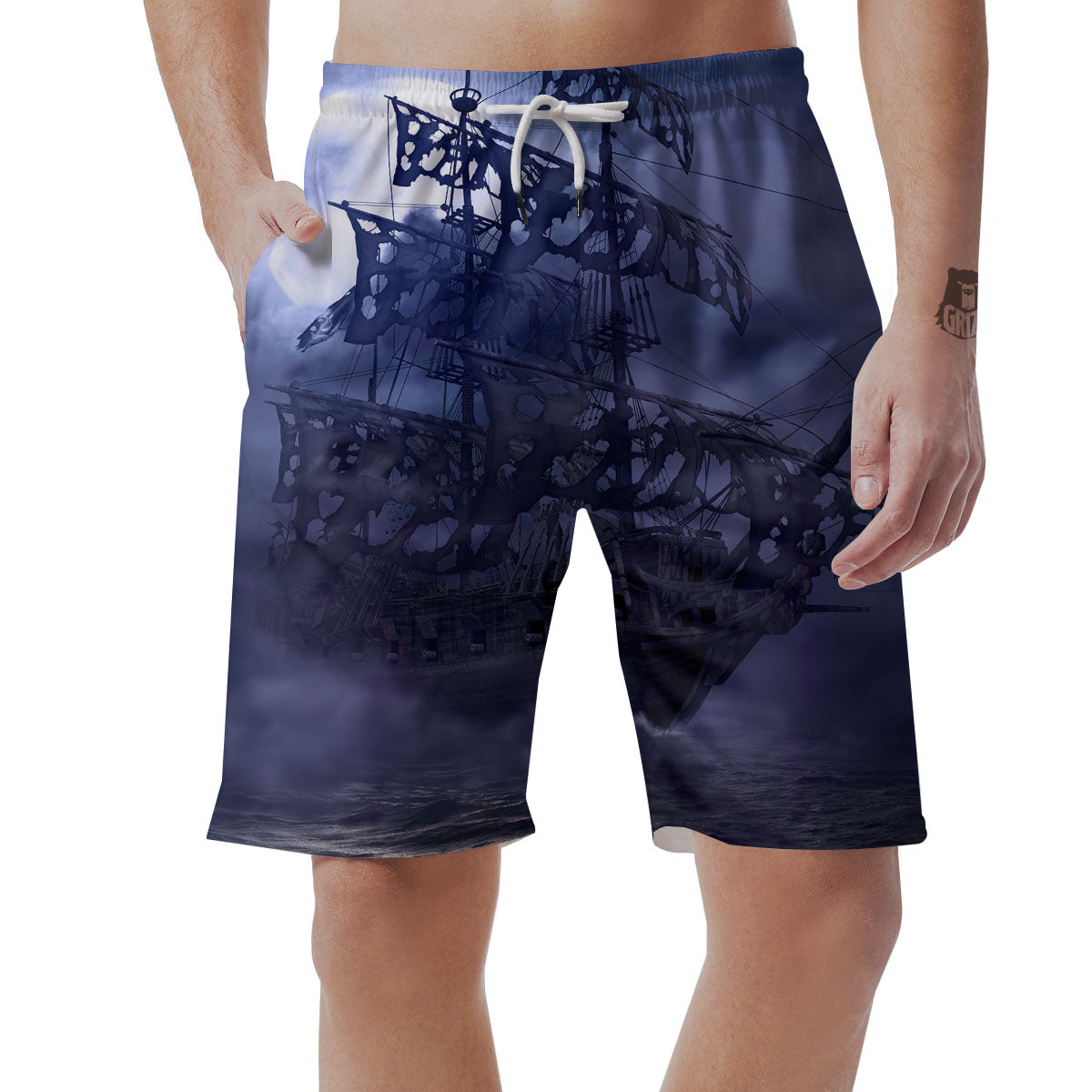 Flying Dutchman Ghost Pirate Ship Print Men's Shorts-grizzshop
