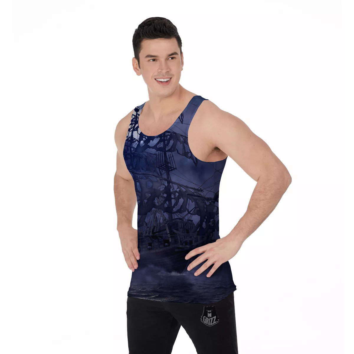 Flying Dutchman Ghost Pirate Ship Print Men's Tank Top-grizzshop