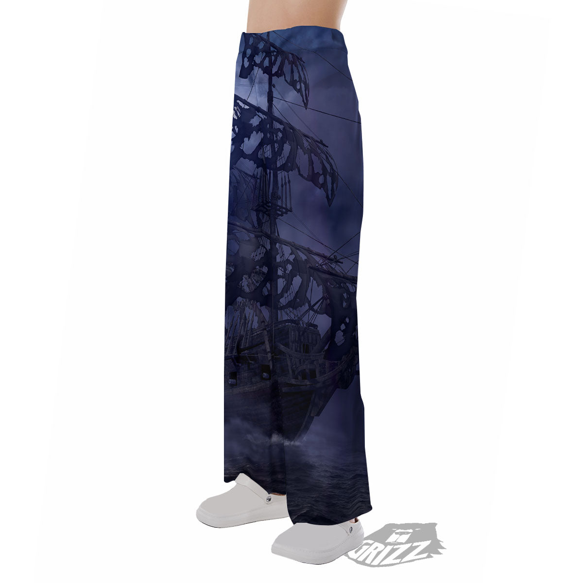 Flying Dutchman Ghost Pirate Ship Print Pajama Pants-grizzshop