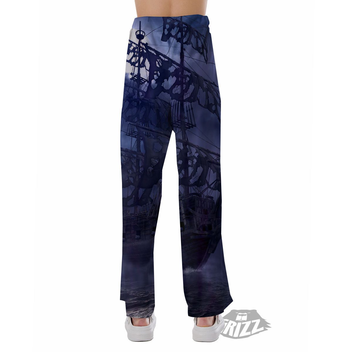 Flying Dutchman Ghost Pirate Ship Print Pajama Pants-grizzshop