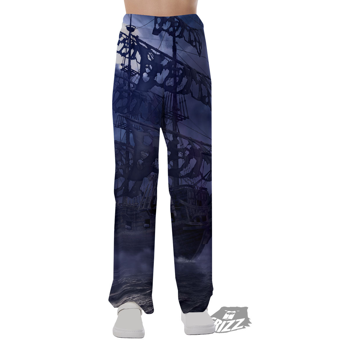 Flying Dutchman Ghost Pirate Ship Print Pajama Pants-grizzshop