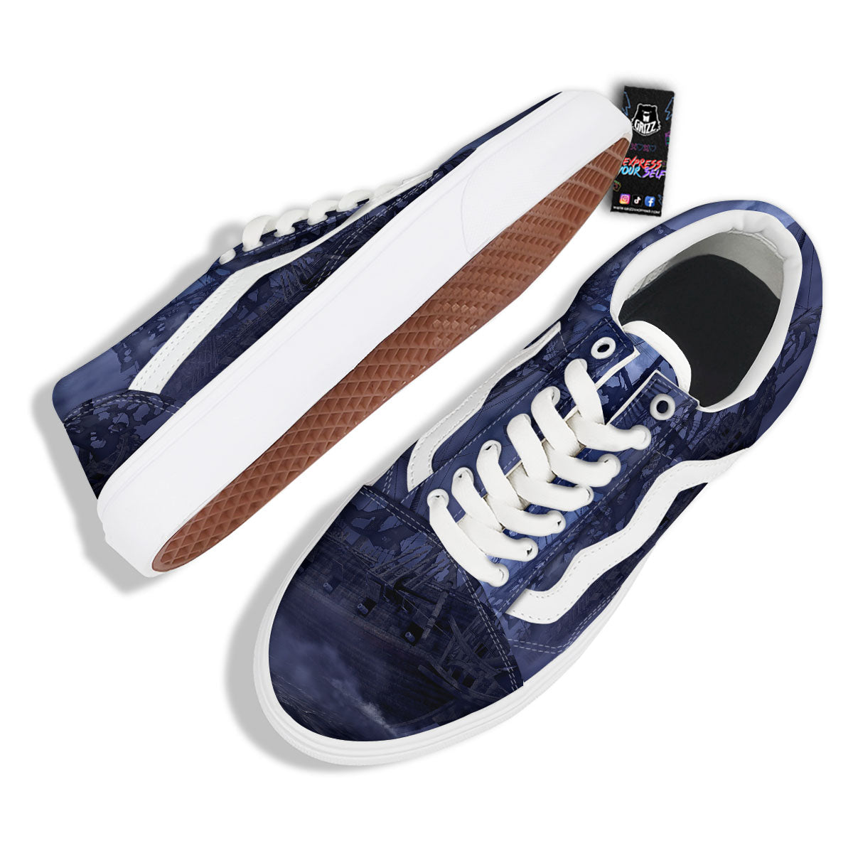 Flying Dutchman Ghost Pirate Ship Print Skate Shoes-grizzshop